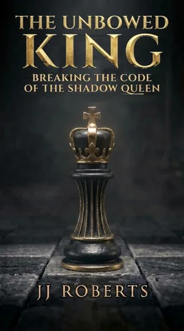 The Unbowed King book cover, a gold-crowned chess piece on dark stone